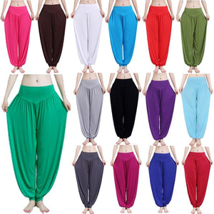 Solid Colour Cotton Soft Yoga Sports Dance Harem Pants For Women