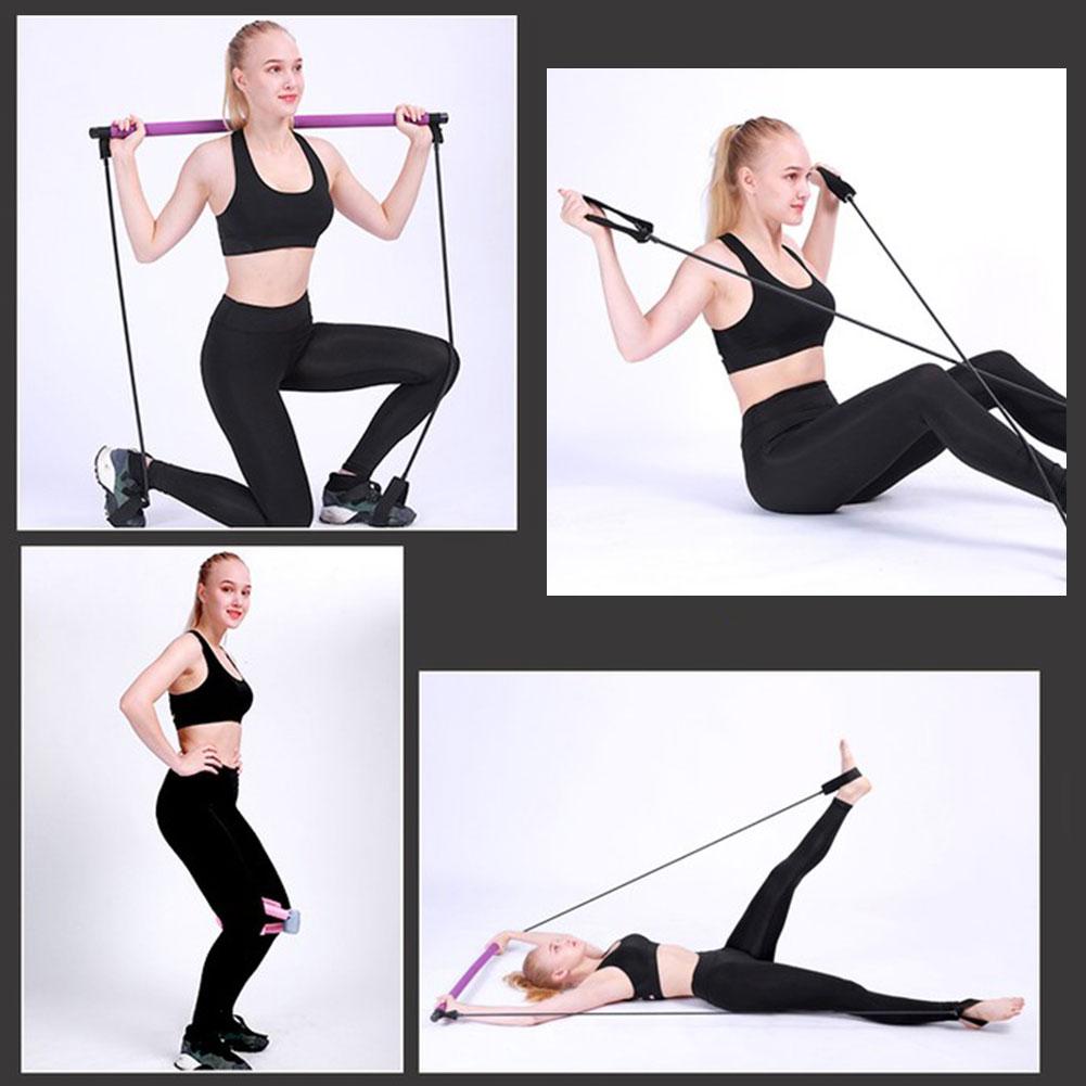 Portable Pilates Bar Resistance Band Yoga Stretch Rope Home Gym Fitness