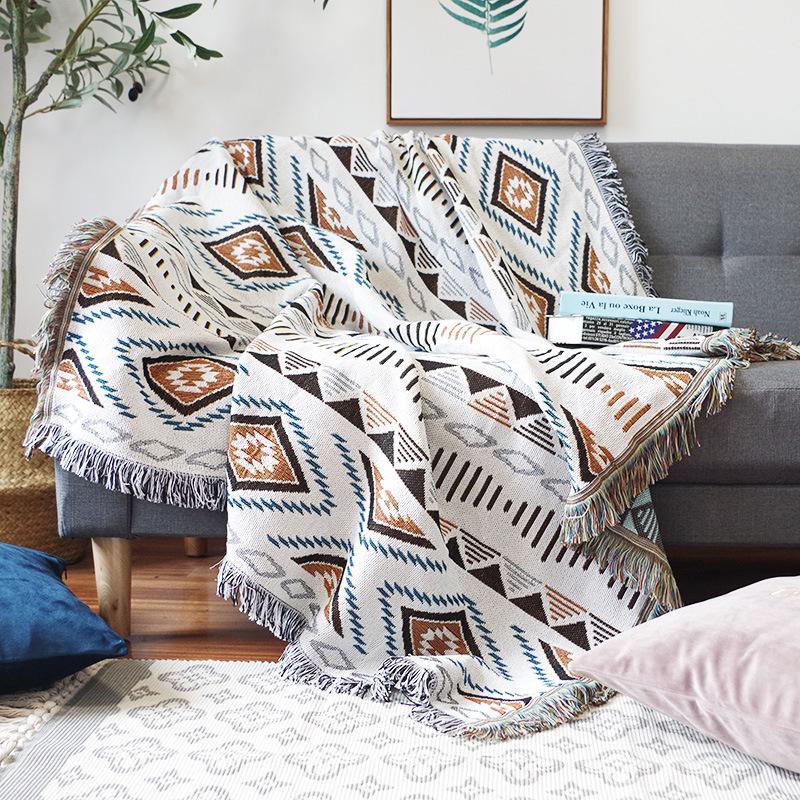 Tribal Moroccan Theme Reversible Fringe Blanket