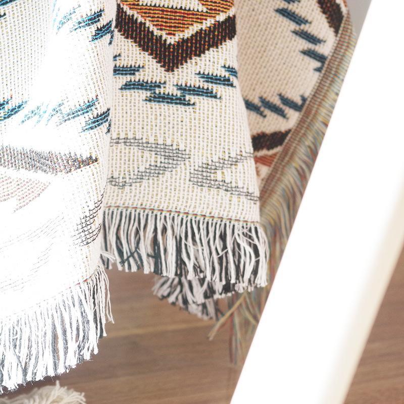 Tribal Moroccan Theme Reversible Fringe Blanket