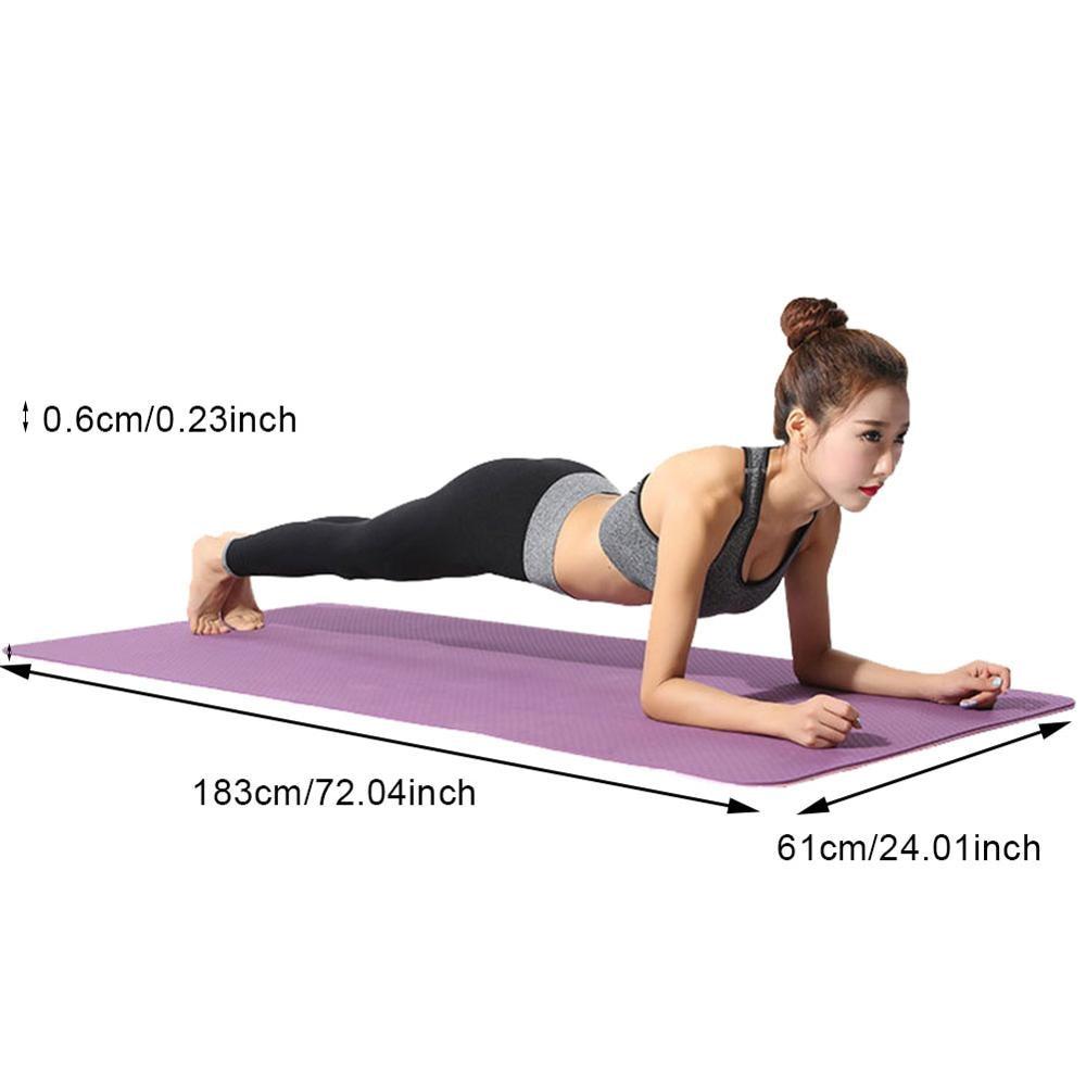 Two Tone Colours 6Mm Tpe Non Slip Yoga Mat Home Gym Fitness Equipment Exercise