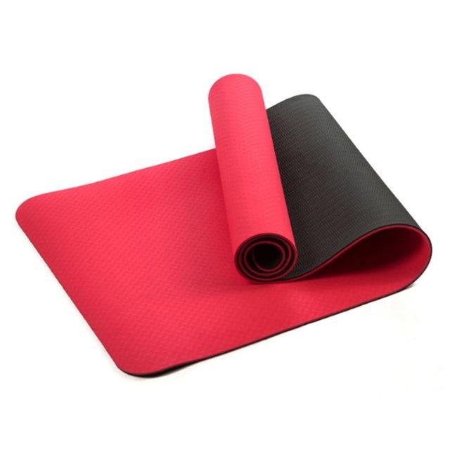 Two Tone Colours 6Mm Tpe Non Slip Yoga Mat Home Gym Fitness Equipment Exercise