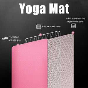 Two Tone Colours 6Mm Tpe Non Slip Yoga Mat Home Gym Fitness Equipment Exercise