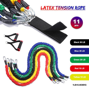 Latex Resistance Bands Set With Sleeves 11 Piece Home Gym Fitness Kit