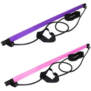 Portable Pilates Bar Resistance Band Yoga Stretch Rope Home Gym Fitness