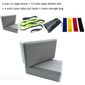 Fitness Kit Pilates Yoga Training Belt Resistance Bands Eva Blocks Home Gym Equipment