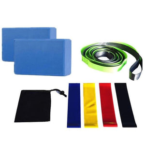 Fitness Kit Pilates Yoga Training Belt Resistance Bands Eva Blocks Home Gym Equipment