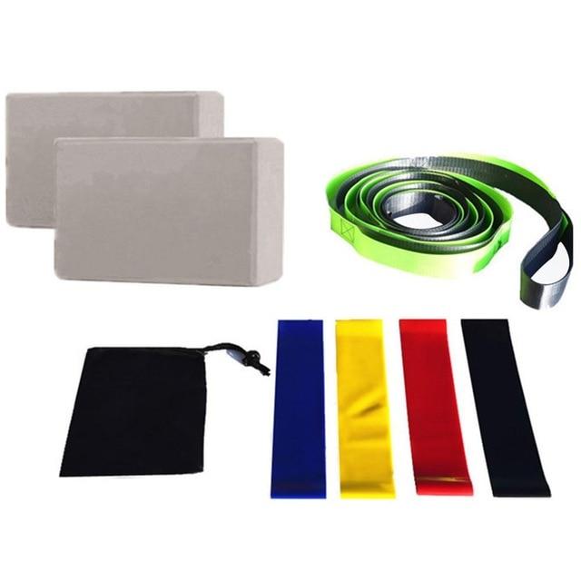 Fitness Kit Pilates Yoga Training Belt Resistance Bands Eva Blocks Home Gym Equipment