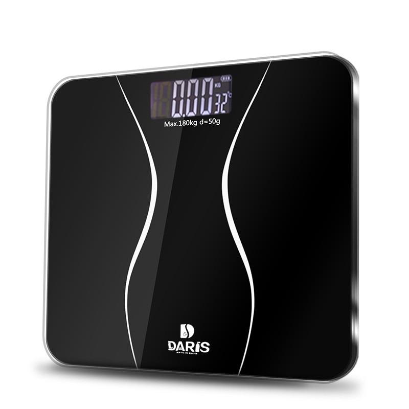 Digital Bathroom Scales Black Lcd Display Weight Management Fitness