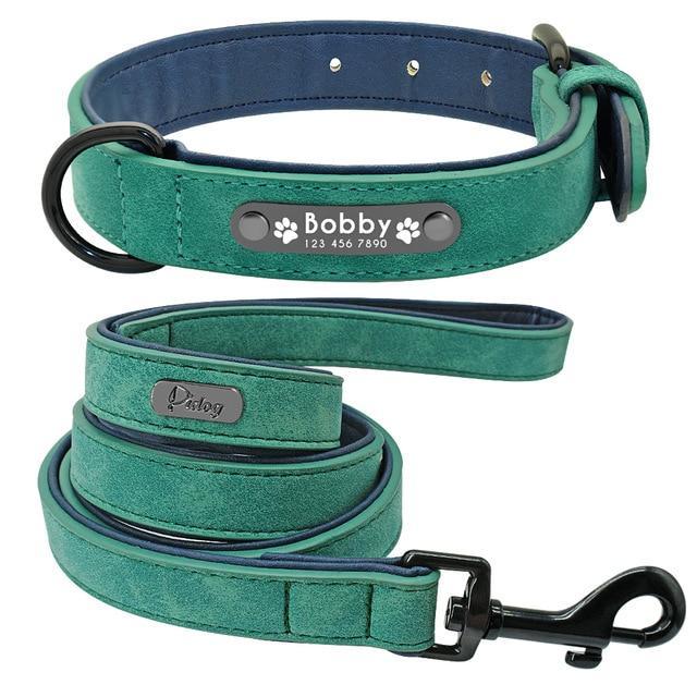 Suede Custom Dog Collar Leash Set