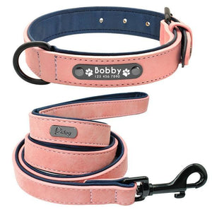 Suede Custom Dog Collar Leash Set