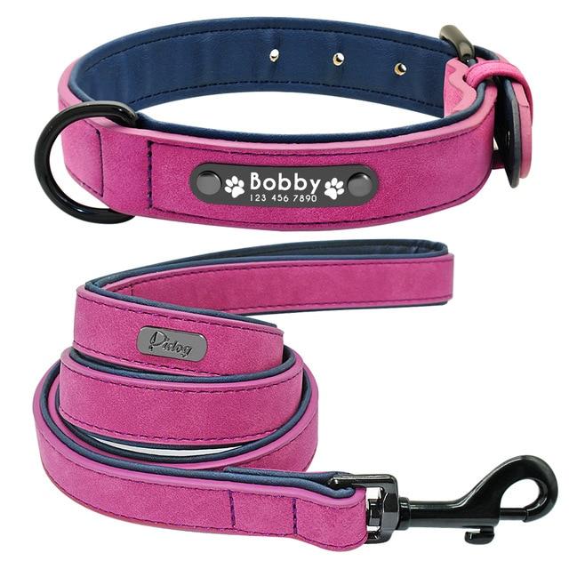 Suede Custom Dog Collar Leash Set