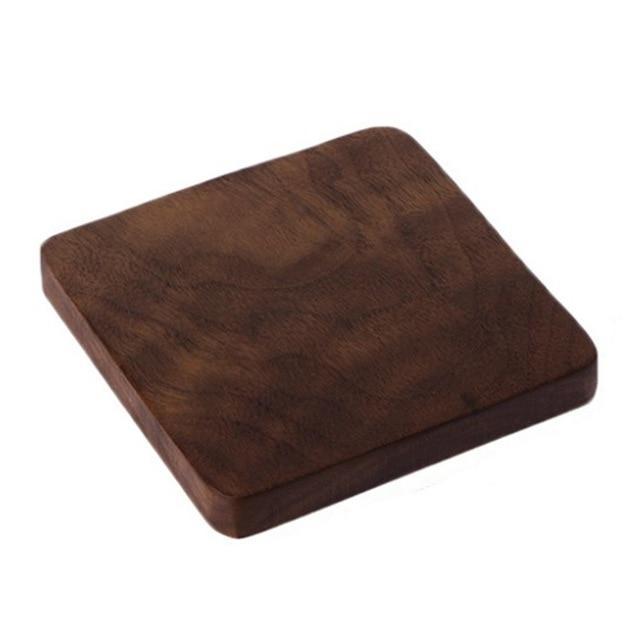 Set Of 2 Eco-Friendly Beech Wood Coasters Round Square Flat Rim