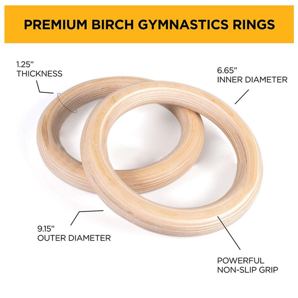 32Mm Wooden Gymnastics Training Rings Crossfit Home Exercise Equipment Fitness