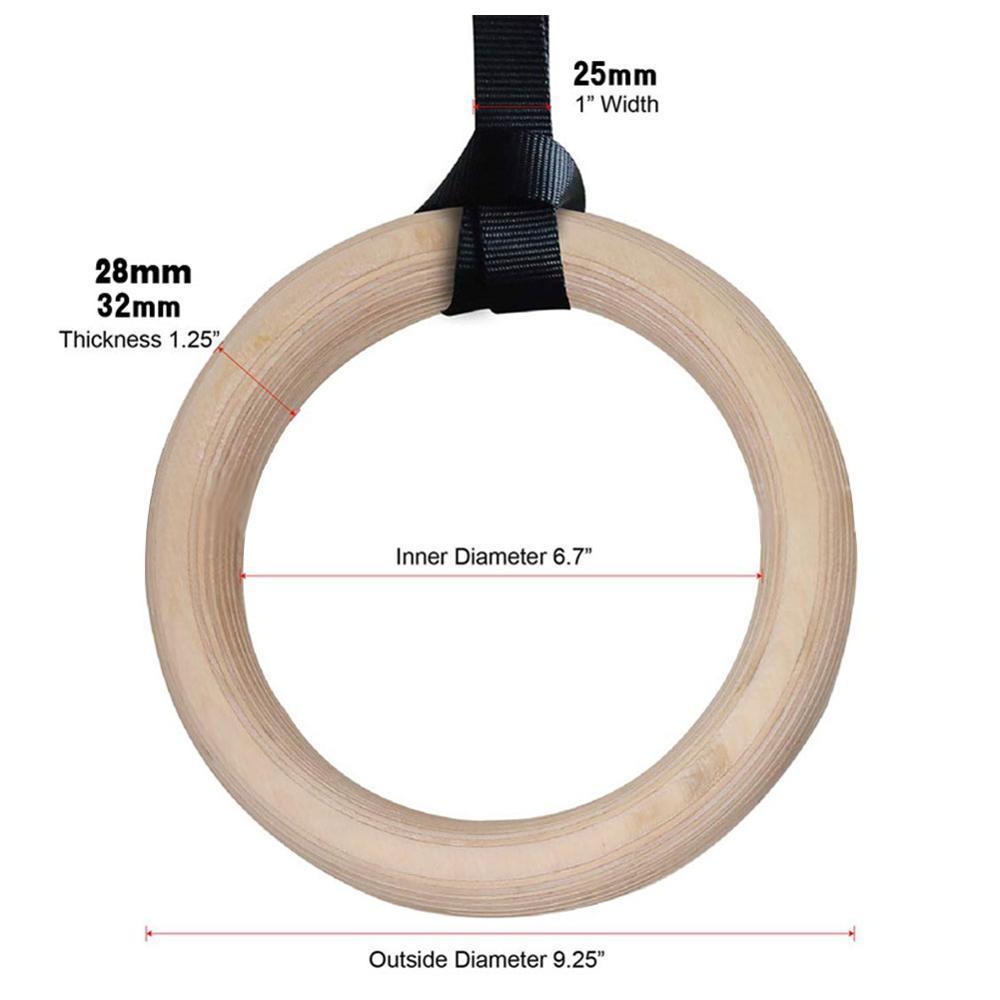 32Mm Wooden Gymnastics Training Rings Crossfit Home Exercise Equipment Fitness