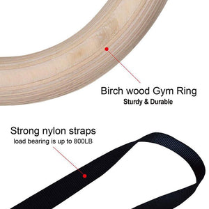 32Mm Wooden Gymnastics Training Rings Crossfit Home Exercise Equipment Fitness