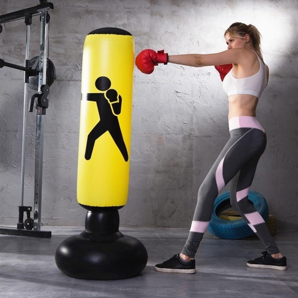 1.6M Yellow Inflatable Standing Boxing Bag Water Base Stress Punching Home Gym