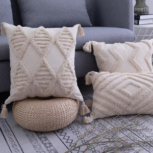 Boho Tufted Tasseled Cushion Covers