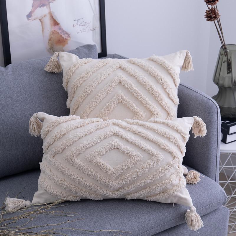 Boho Tufted Tasseled Cushion Covers