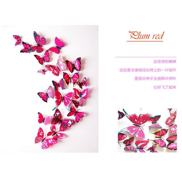 12 Pcs / Set Rainbow Colourful 3D Pvc Butterfly Wall Sticker Kawaii Home Decor