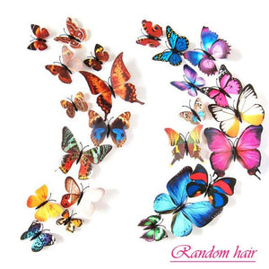 12 Pcs / Set Rainbow Colourful 3D Pvc Butterfly Wall Sticker Kawaii Home Decor