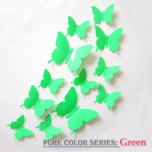 12 Pcs / Set Rainbow Colourful 3D Pvc Butterfly Wall Sticker Kawaii Home Decor