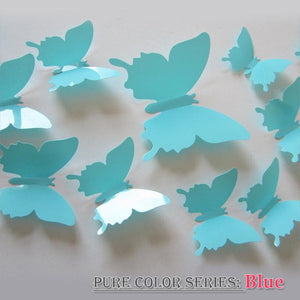 12 Pcs / Set Rainbow Colourful 3D Pvc Butterfly Wall Sticker Kawaii Home Decor