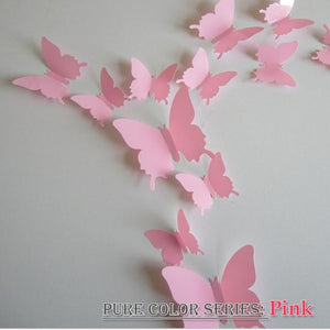 12 Pcs / Set Rainbow Colourful 3D Pvc Butterfly Wall Sticker Kawaii Home Decor