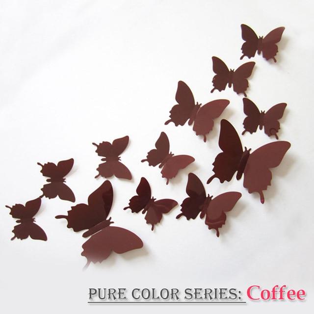 12 Pcs / Set Rainbow Colourful 3D Pvc Butterfly Wall Sticker Kawaii Home Decor