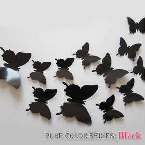 12 Pcs / Set Rainbow Colourful 3D Pvc Butterfly Wall Sticker Kawaii Home Decor