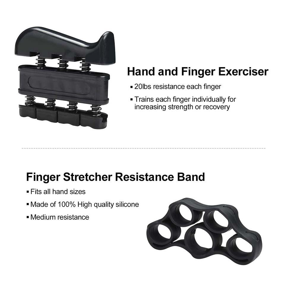 5Pc Hand And Finger Strength Kit Grips Exerciser Therapy Ball