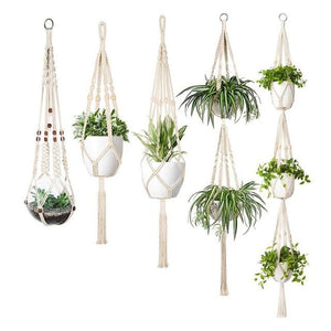 Set Of 5 Macrame Plant Hangers Cotton Rope Hanging Planters Home Decor