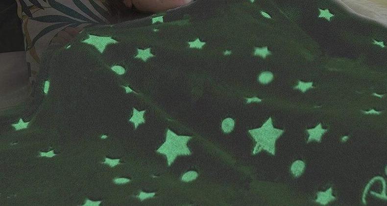 Soft Gray Glow In The Dark Moon And Stars Blanket