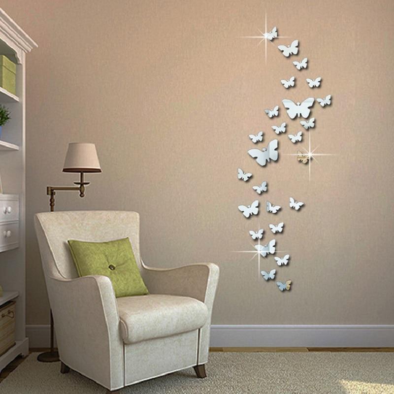 12Pcs 3D Mirror Butterfly Wall Stickers Removable Decal Art Home Decor