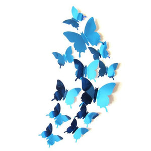 12Pcs 3D Mirror Butterfly Wall Stickers Removable Decal Art Home Decor