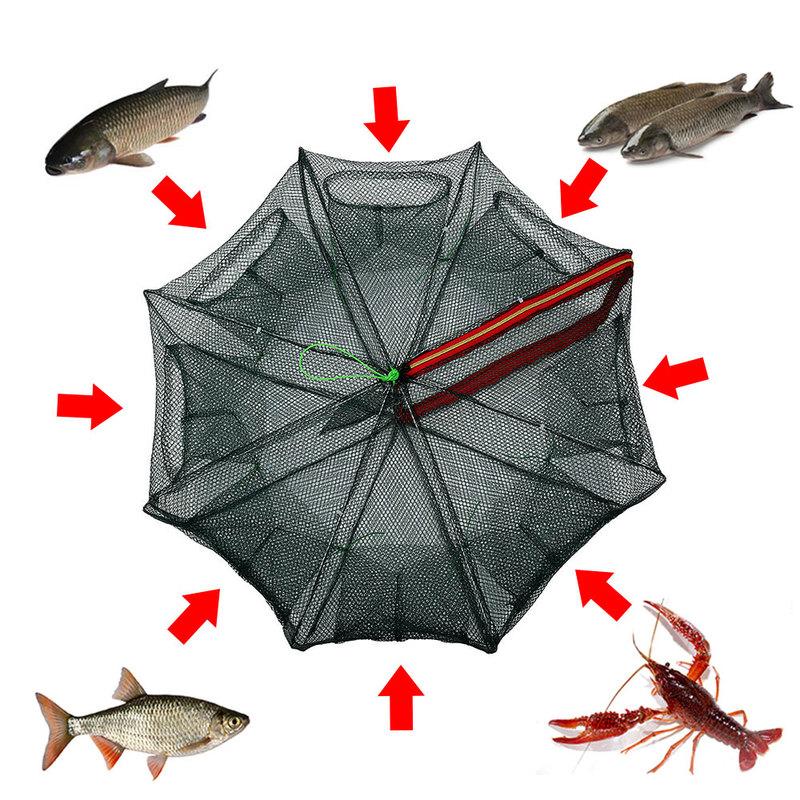 6 / 8 Holes Automatic Fishing Net Cage Portable Foldable Crab Shrimp Trap