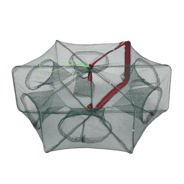 6 / 8 Holes Automatic Fishing Net Cage Portable Foldable Crab Shrimp Trap