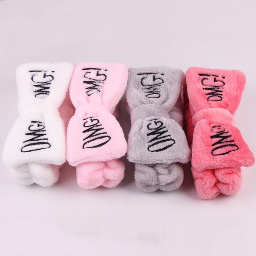 Coral Fleece Soft Bow Headbands Makeup Spa Wash Face Turban Wrap Girls Women Hair Towel