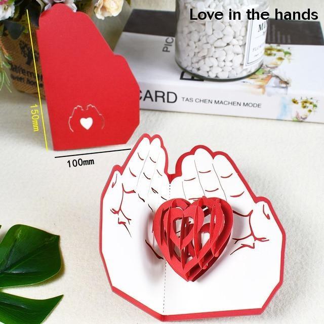 3D Pop Up Cards Romantic Love Valentines Day Wedding Anniversary Gifts