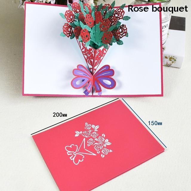 3D Pop Up Cards Romantic Love Valentines Day Wedding Anniversary Gifts