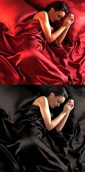 Red Or Black 95Gsm 4 Piece Satin Sheet Set For Queen King Beds