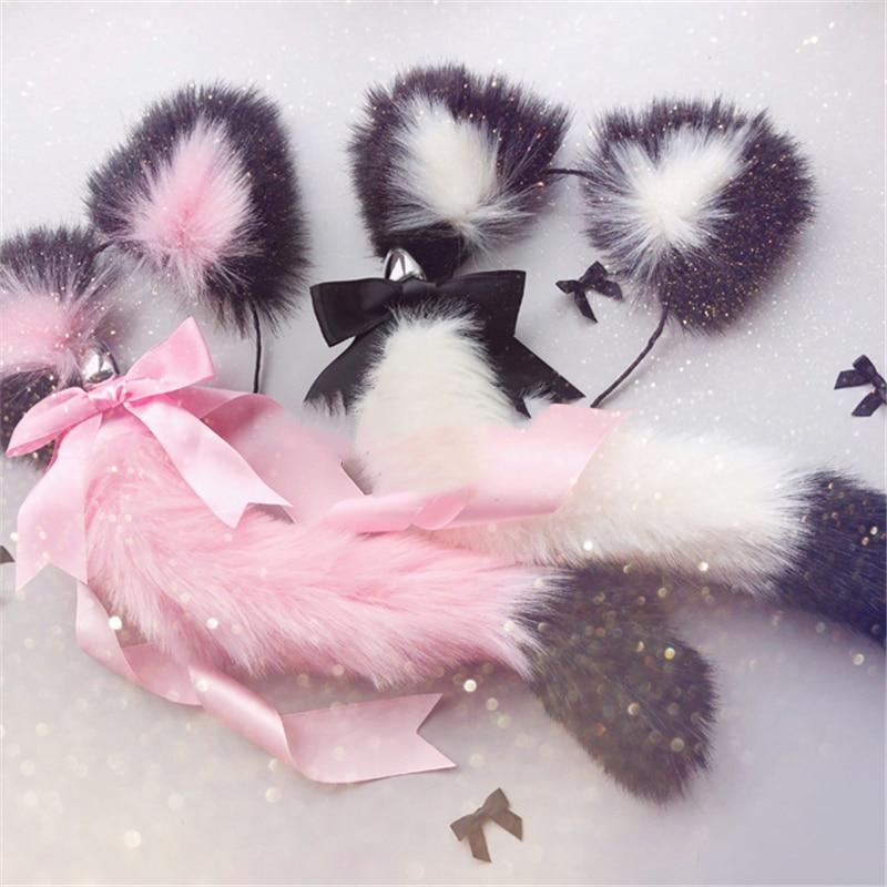 Neko Cat Ears Headband With Fox Or Kitten Tail Metal Butt Plug Bdsm Cosplay