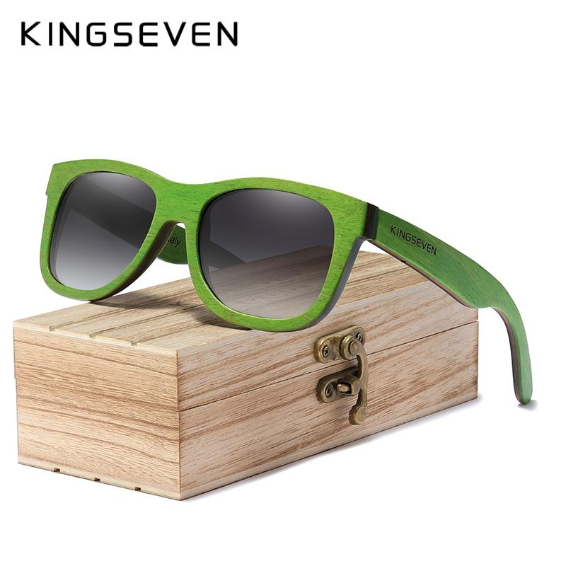 Handmade Natural Wooden Green Sunglasses Polarized Gradient Lens