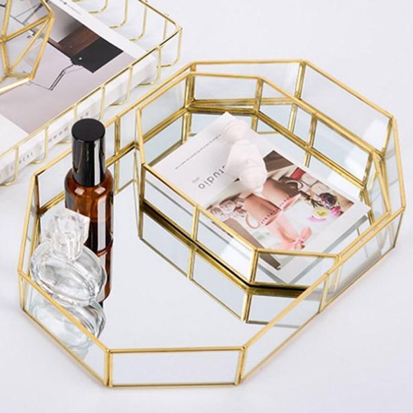 Elegant Modern Bathroom Storage Gold Tray Home Decor