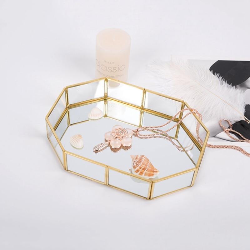 Elegant Modern Bathroom Storage Gold Tray Home Decor