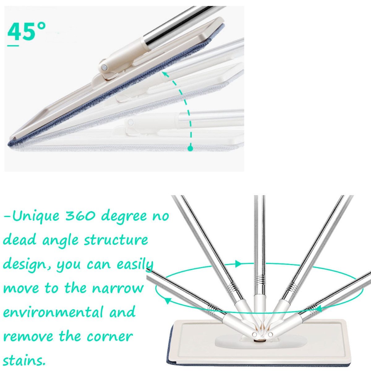 Microfibre Mop With Long Handle And Cleaning Drying Bucket