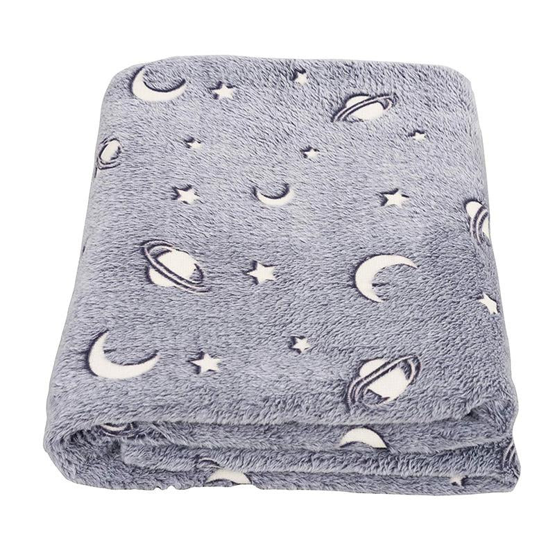 Soft Gray Glow In The Dark Moon And Stars Blanket