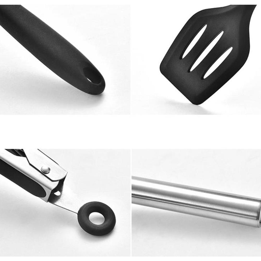 10Pcs Black Silicone Kitchen Utensils Set Bakeware Accessories