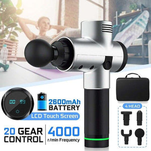 Lcd Electric Massage Gun 6 Heads 2600Mah Vibration Muscle Therapy 4000R / Min