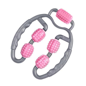 Pink And Gray Body Massager Roller Ring Yoga Column Thin Leg Fitness Equipment